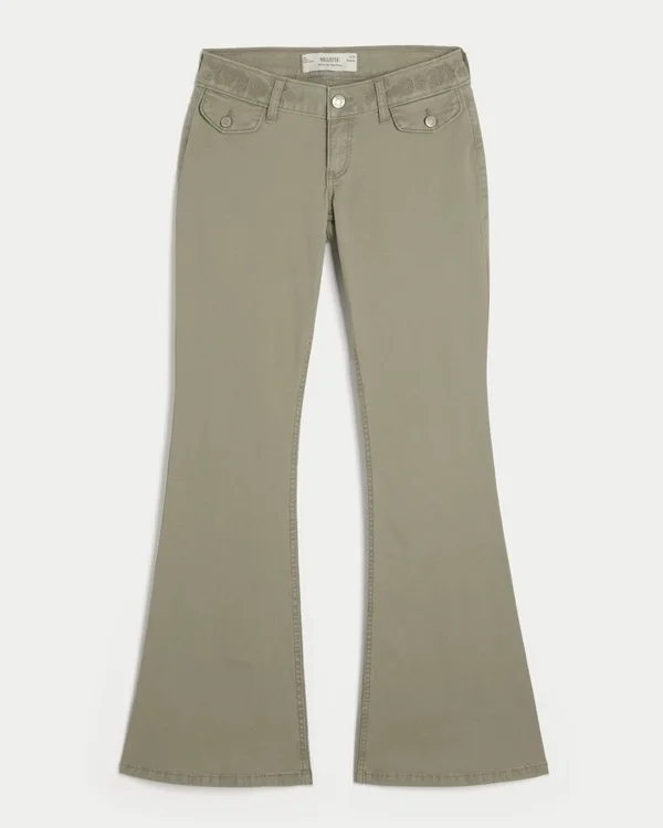 Ultra Low-Rise Embroidered Waist Flare Pants Ultra Low-Rise Embroidered Waist Flare Pants