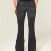 Ultra Low-Rise Floral Embroidery Washed Black Flare Jeans Ultra Low-Rise Floral Embroidery Washed Black Flare Jeans