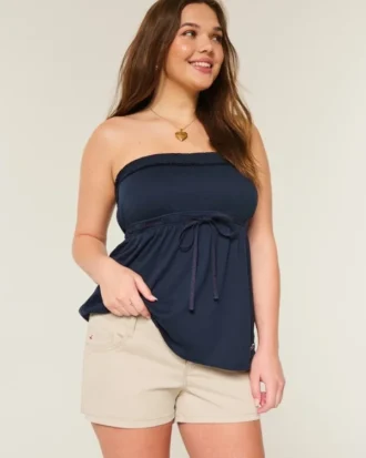 Ultra Low-Rise Khaki Twill Mini Shorts