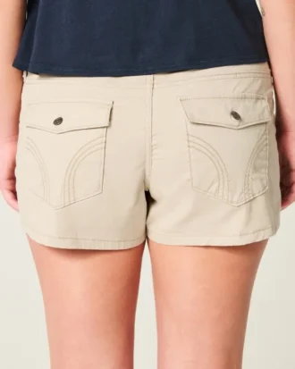 Ultra Low-Rise Khaki Twill Mini Shorts