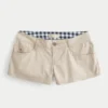 Ultra Low-Rise Khaki Twill Mini Shorts