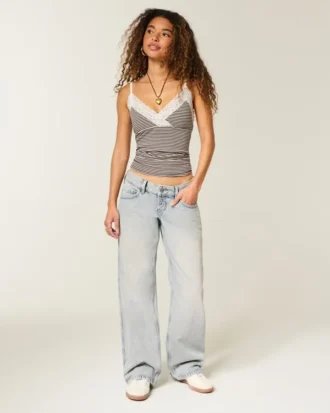Ultra Low-Rise Light Wash Baggy Jeans