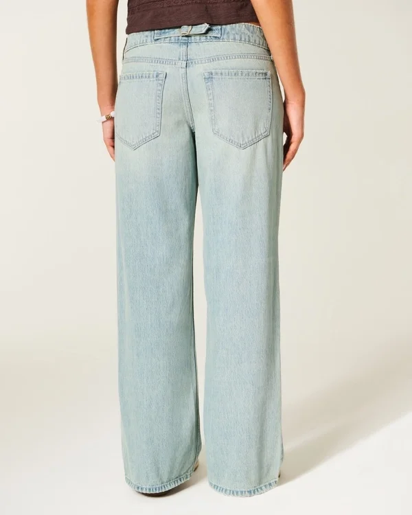 Ultra Low-Rise Light Wash Buckle Back Baggy Jeans Ultra Low-Rise Light Wash Buckle Back Baggy Jeans
