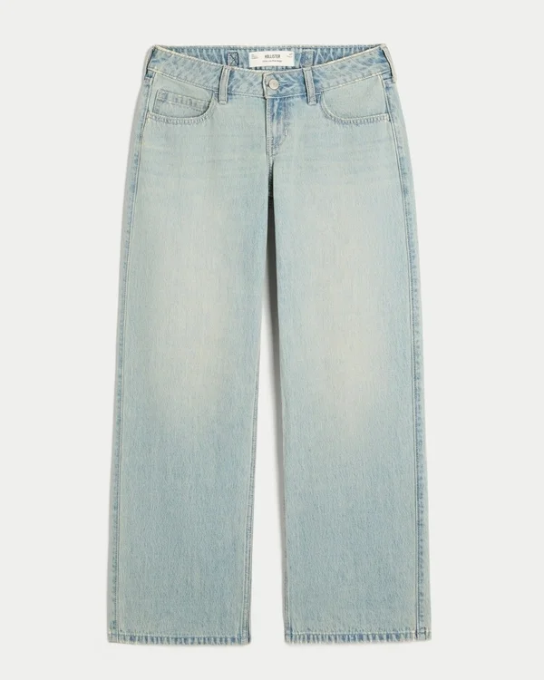 Ultra Low-Rise Light Wash Buckle Back Baggy Jeans Ultra Low-Rise Light Wash Buckle Back Baggy Jeans