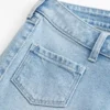 Ultra Low-Rise Light Wash Front Pocket Flare Jeans