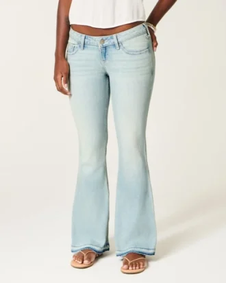 Ultra Low-Rise Light Wash Let-Down Hem Flare Jeans Ultra Low-Rise Light Wash Let-Down Hem Flare Jeans