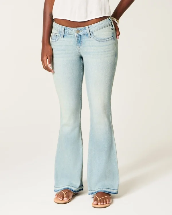 Ultra Low-Rise Light Wash Let-Down Hem Flare Jeans Ultra Low-Rise Light Wash Let-Down Hem Flare Jeans