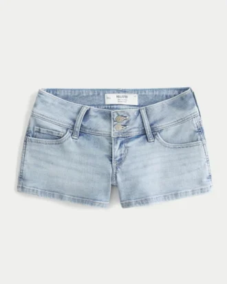 Ultra Low-Rise Light Wash Shortie Shorts