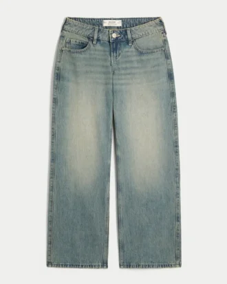 Ultra Low-Rise Medium Wash Baggy Jeans