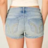 Ultra Low-Rise Medium Wash Denim Shortie Shorts Ultra Low-Rise Medium Wash Denim Shortie Shorts