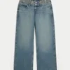 Ultra Low-Rise Medium Wash Embroidered Waist Baggy Jeans Ultra Low-Rise Medium Wash Embroidered Waist Baggy Jeans