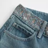 Ultra Low-Rise Medium Wash Embroidered Waist Baggy Jeans Ultra Low-Rise Medium Wash Embroidered Waist Baggy Jeans