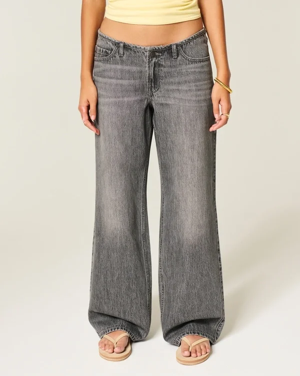 Ultra Low-Rise Mini Waistband Grey Baggy Jeans Ultra Low-Rise Mini Waistband Grey Baggy Jeans