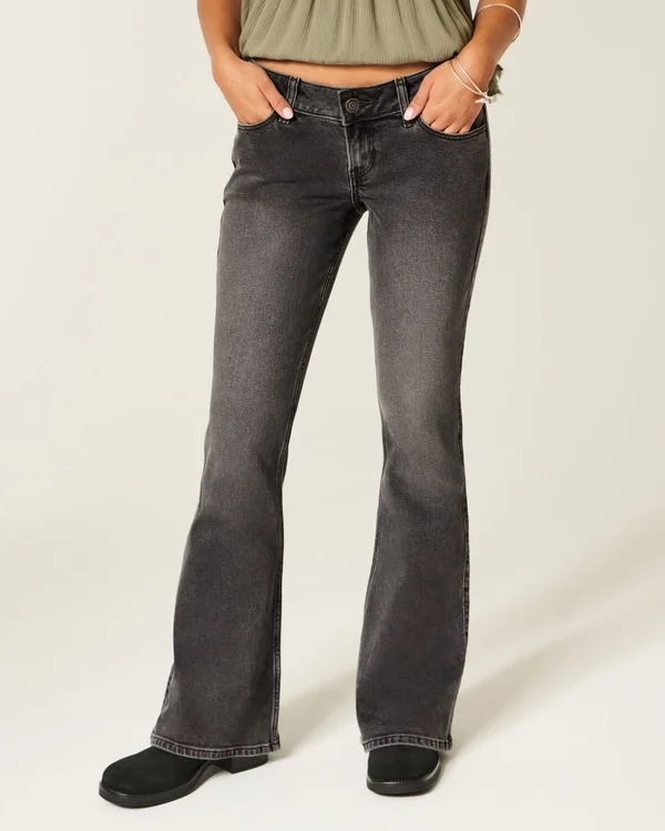 Ultra Low-Rise Washed Black Flare Jeans Ultra Low-Rise Washed Black Flare Jeans
