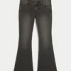 Ultra Low-Rise Washed Black Flare Jeans Ultra Low-Rise Washed Black Flare Jeans