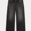 Ultra Low-Rise Washed Black Lace-Up Baggy Jeans Ultra Low-Rise Washed Black Lace-Up Baggy Jeans