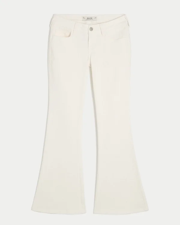 Ultra Low-Rise White Embroidered Pocket Flare Jeans Ultra Low-Rise White Embroidered Pocket Flare Jeans