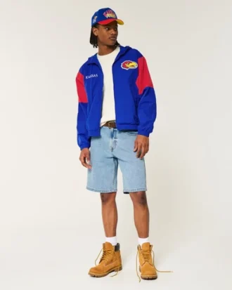 University of Kansas Jayhawks Graphic Hooded Windbreaker Jacket