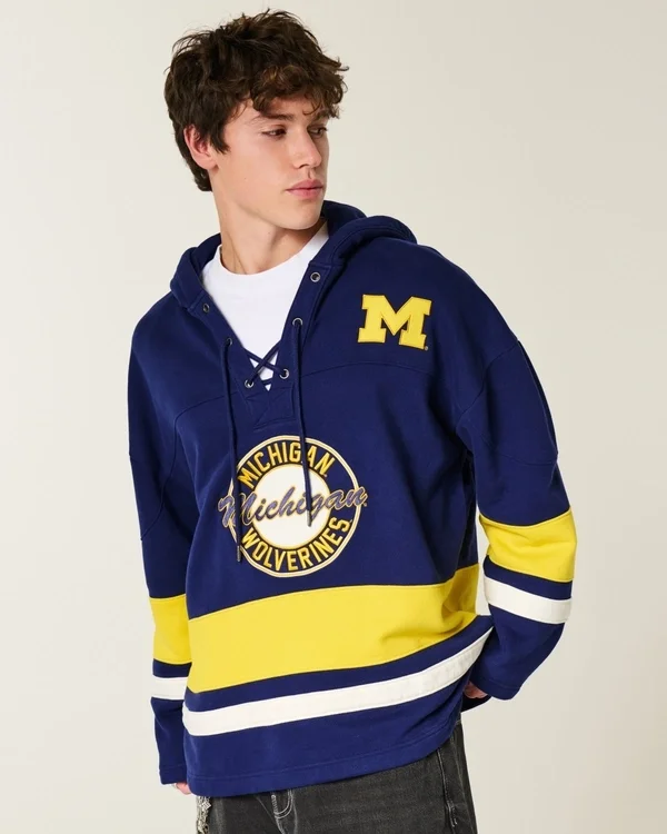 University of Michigan Wolverines Graphic Hockey Jersey Hoodie University of Michigan Wolverines Graphic Hockey Jersey Hoodie