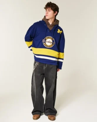University of Michigan Wolverines Graphic Hockey Jersey Hoodie