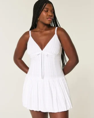 V-Neck Bubble Mini Dress