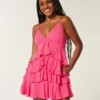 V-Neck Ruffled Tier Babydoll Mini Dress V-Neck Ruffled Tier Babydoll Mini Dress