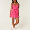 V-Neck Ruffled Tier Babydoll Mini Dress V-Neck Ruffled Tier Babydoll Mini Dress