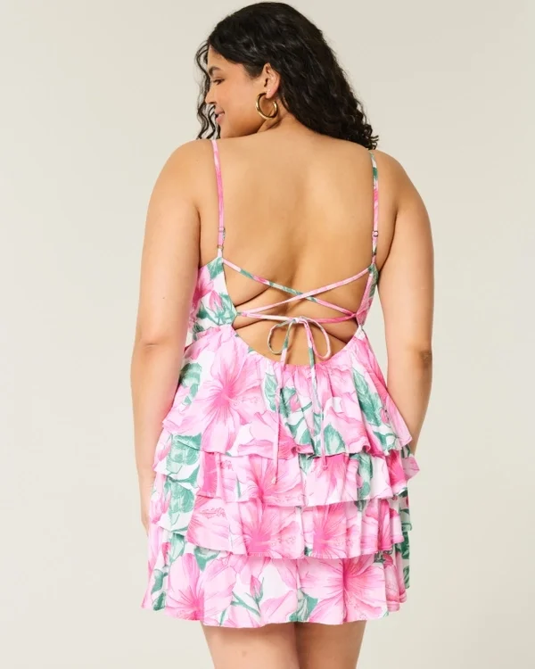 V-Neck Ruffled Tier Babydoll Mini Dress V-Neck Ruffled Tier Babydoll Mini Dress