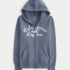 Waffle Lined Hood Zip-Up Logo Graphic Hoodie Waffle Lined Hood Zip-Up Logo Graphic Hoodie