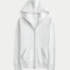 Waffle Lined Hood Zip-Up Logo Graphic Hoodie Waffle Lined Hood Zip-Up Logo Graphic Hoodie