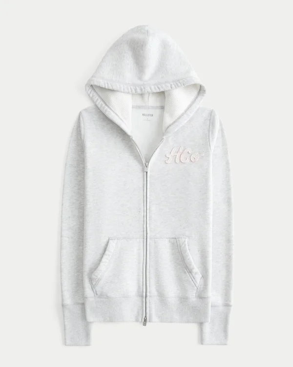 Waffle Lined Hood Zip-Up Logo Graphic Hoodie Waffle Lined Hood Zip-Up Logo Graphic Hoodie