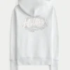 Waffle Lined Hood Zip-Up Logo Graphic Hoodie Waffle Lined Hood Zip-Up Logo Graphic Hoodie