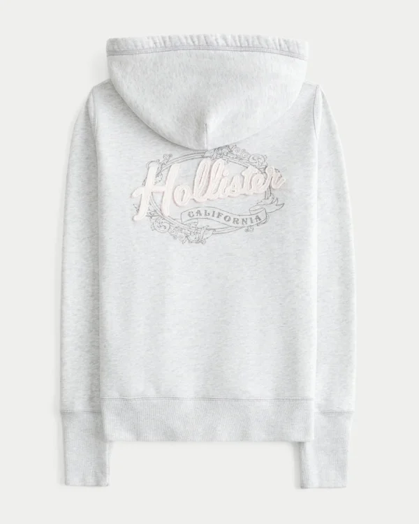 Waffle Lined Hood Zip-Up Logo Graphic Hoodie Waffle Lined Hood Zip-Up Logo Graphic Hoodie