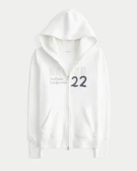 Waffle Lined Hood Zip-Up Malibu Graphic Hoodie
