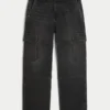 Washed Black Baggy Cargo Jeans Washed Black Baggy Cargo Jeans