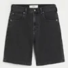 Washed Black Baggy Denim Shorts