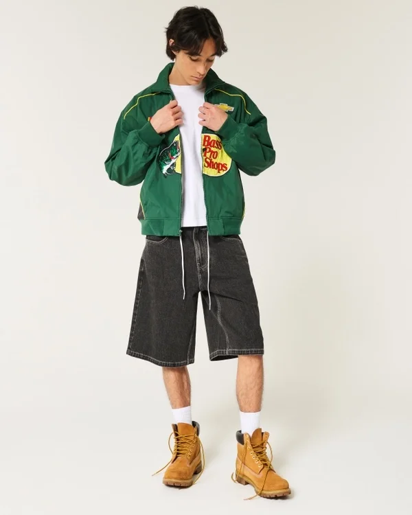 Washed Black Cat Graphic Super Baggy Denim Shorts Washed Black Cat Graphic Super Baggy Denim Shorts