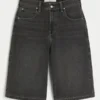 Washed Black Denim Half Pants