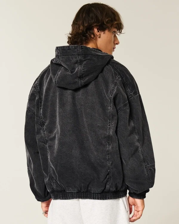 Washed Black Denim Skater Jacket Washed Black Denim Skater Jacket