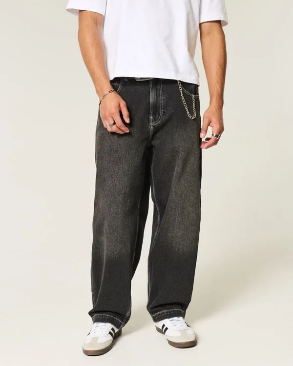 Washed Black Embroidered Snake Skater Baggy Jeans Washed Black Embroidered Snake Skater Baggy Jeans