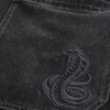 Washed Black Embroidered Snake Skater Baggy Jeans Washed Black Embroidered Snake Skater Baggy Jeans