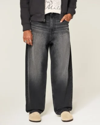 Washed Black Graphic Skater Baggy Jeans Washed Black Graphic Skater Baggy Jeans