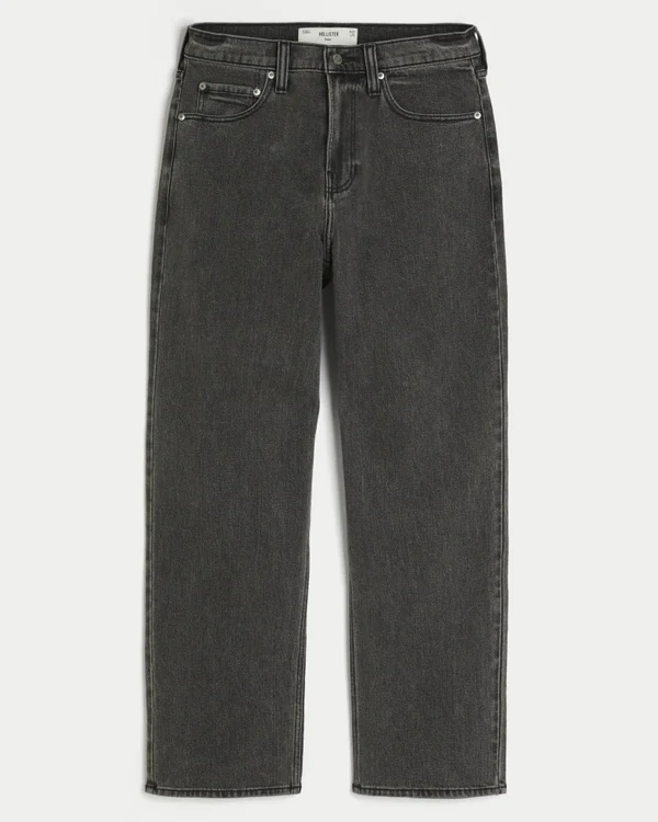 Washed Black Logo Graphic Baggy Jeans Washed Black Logo Graphic Baggy Jeans