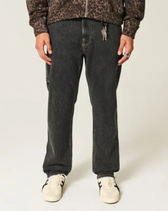 Washed Black Loose Painter Jeans
