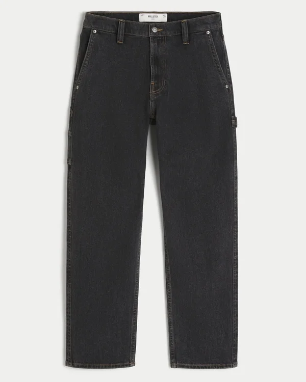 Washed Black Loose Painter Jeans Washed Black Loose Painter Jeans