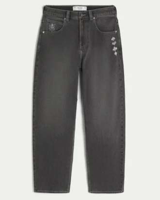 Washed Black Playing Card Joker Graphic Skater Baggy Jeans