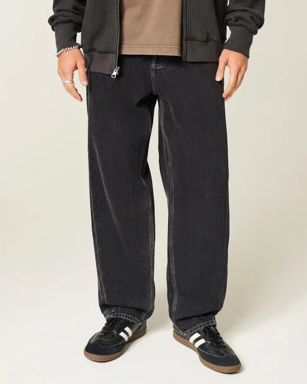 Washed Black Seamed Skater Baggy Jeans Washed Black Seamed Skater Baggy Jeans