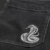 Washed Black Snake Graphic Skater Baggy Jeans Washed Black Snake Graphic Skater Baggy Jeans