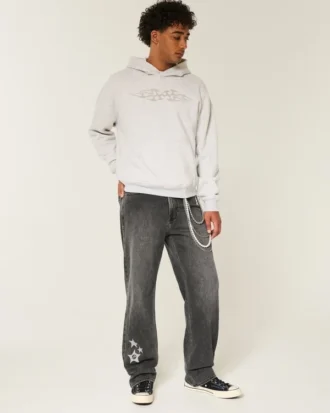 Washed Black Star Graphic Baggy Jeans