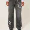 Washed Black Star Graphic Baggy Jeans Washed Black Star Graphic Baggy Jeans